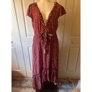 Cottagecore Polka Dot Ruffle Maxi Dress Small Boho Tiered Pretty Women